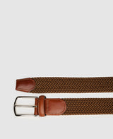 Elastic braided belt - Brown