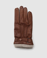 Leather gloves with cuff - Light brown