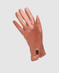 Gloves with snap fastener - Reddish brown