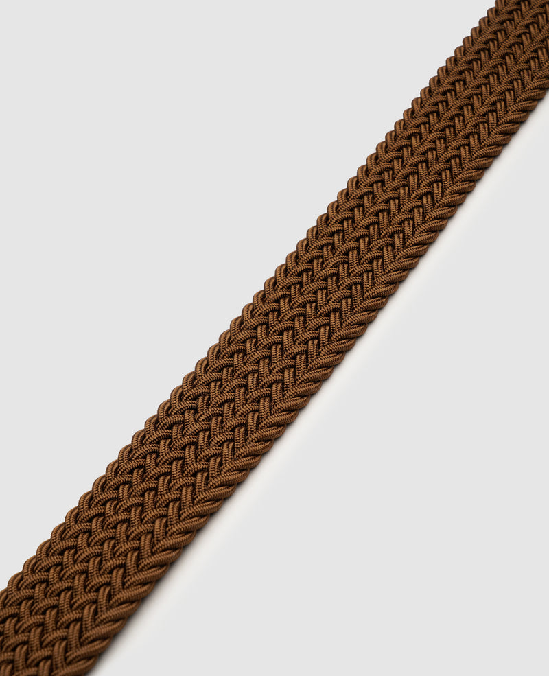 Elastic braided belt - Brown