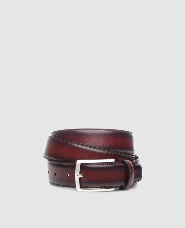 Patina men's belt in Bordeaux - Bordeaux