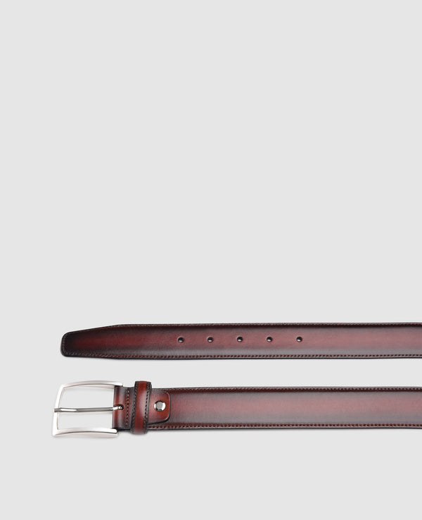 Patina men's belt in Bordeaux - Bordeaux