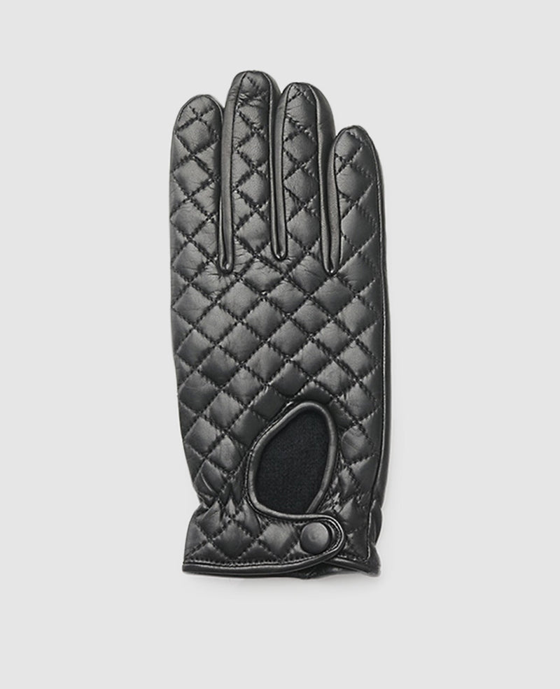 Gloves with check pattern - Black
