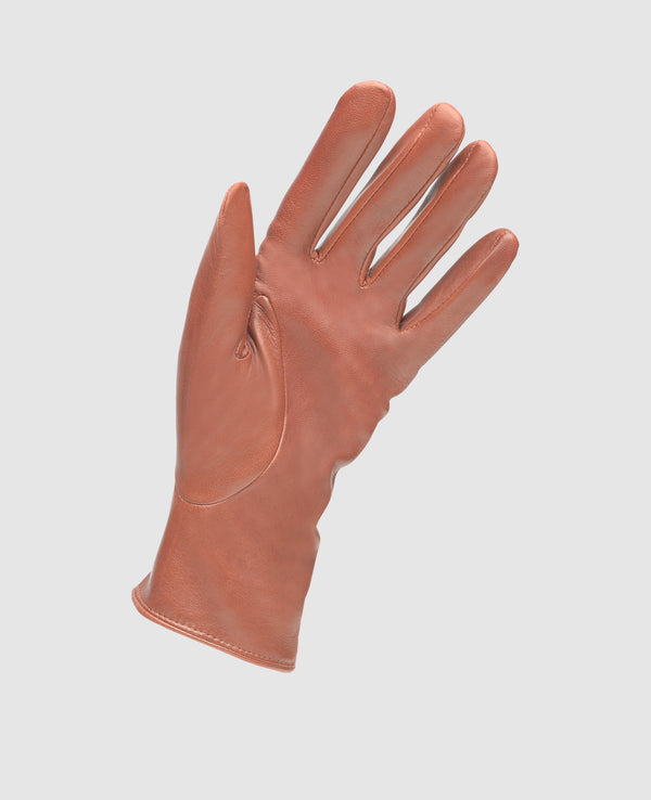 Gloves with button - Red brown