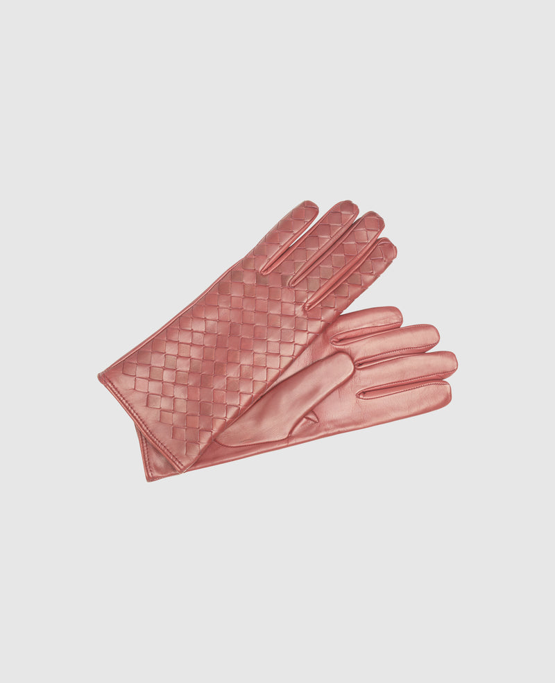 Woven leather gloves - Bordeaux