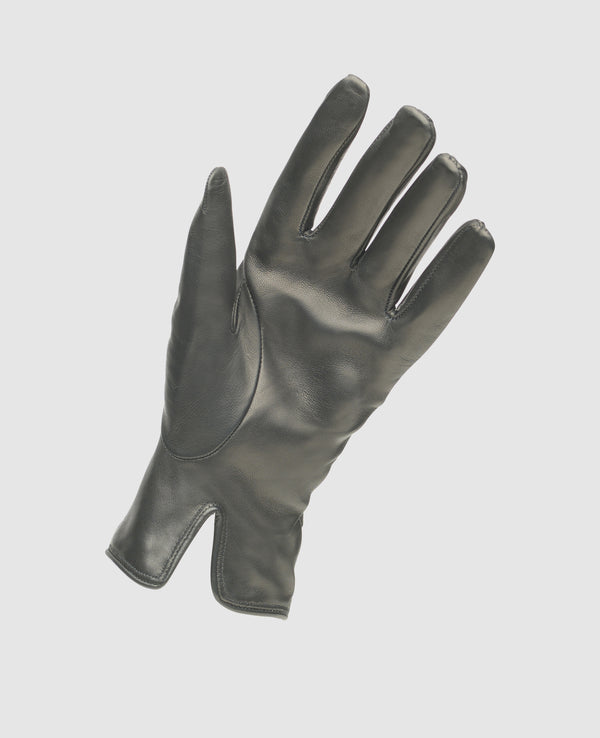 Woven leather gloves - Black