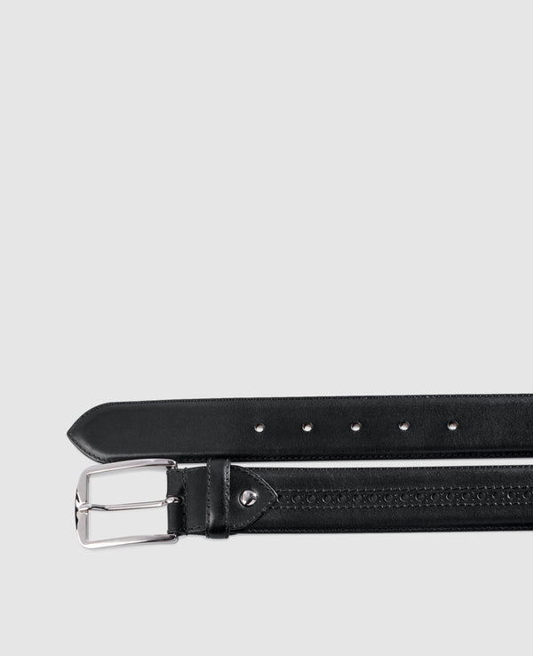 Men’s brogue belt in black - Black