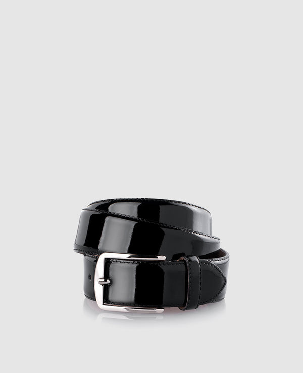 Men’s patent belt in black - Black